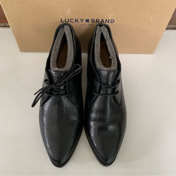 Lucky Brand Womens LK Erreka Black Leather lace up Oxford shoes US 8.5 M - Picture 4 of 10